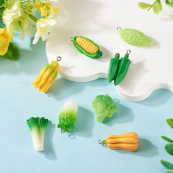 不透明樹脂ペンダント8個  野菜  混合図形  ミックスカラー  17~36x14~22x7.5~13mm  穴：2mm&nbsp;CRES-TA0001-64