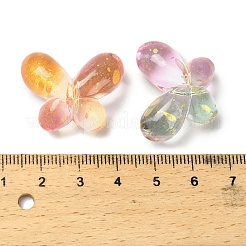 透明なアクリルビーズ  蝶  ゴールドライン入り  ツートン  ミックスカラー  20.5~21x27x12mm  穴：2.5mm&nbsp;X-MACR-F084-10