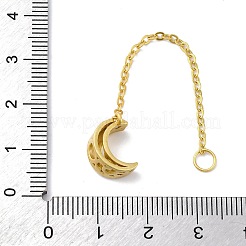 チェーン付きスターリングシルバーエンド925個  ムーン  ゴールドカラー  70x9.5mm  穴：3.5mm&nbsp;STER-S010-04A-G