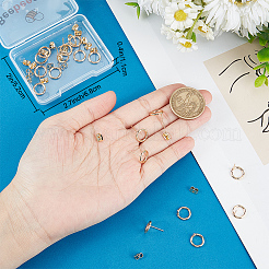 20Pcs Long-Lasting Plated Brass Circle Ring Stud Earrings for Women&nbsp;KK-BBC0008-17