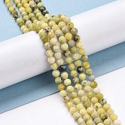 ナチュラルイエローターコイズ（ジャスパー）ビーズ連売り  多面カット  ラウンド  4~4.5mm  穴：0.8mm  約90~91個/連  15.16''（38.5~39センチメートル）&nbsp;G-D463-11C