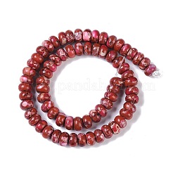 染色合成インペリアルジャスパービーズ連売り  ロンデル  ファイヤーブリック  10x6mm  穴：1.5mm  約68個/連  15.75''（40センチメートル）&nbsp;G-P529-E01-A06