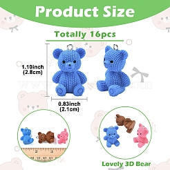 16Pcs 8 Colors 3D Resin Pendants&nbsp;RESI-YW0006-03