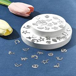 64Pcs 16 Styles Anti-Tarnish 201 Stainless Steel Charms&nbsp;STAS-FS0001-63