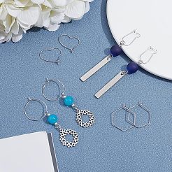 720Pcs 7 Style 304 Stainless Steel Hoop Earring Findings&nbsp;STAS-UN0024-36