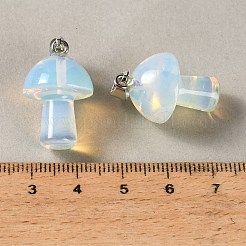 オパールペンダント  きのこチャーム  304ステンレススチールスナップオンベイル付き  ステンレス鋼色  24~25x16mm  穴：7.5x4mm&nbsp;GG-CBAA0EE-05P-28