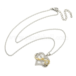 Brass Micro Pave Clear Cubic Zirconia Infinity Heart with Sunflower Pendant Necklaces for Women&nbsp;NJEW-G146-01P