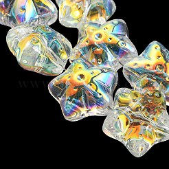 Ab カラーメッキ電気メッキ透明ガラスビーズ連売り  ヒトデ  クリアAB  16.5x16.5x11.5mm  穴：1.4mm  約40個/連  24.41''（62センチメートル）&nbsp;EGLA-G037-07A-AB01