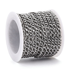 304ステンレススチールカーブチェーン  ハンダ付け  スプールで  ステンレス鋼色  6x3.5x0.8mm  小さな楕円形：4x3x0.8mm  約16.40フィート（5m）/ロール&nbsp;CHS-TAC0004-02P