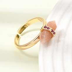 Brass Micro Pave Cubic Zirconia Cuff Open Rings for Women&nbsp;GG-CBA0B5A-03G-06