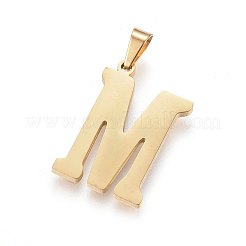 304ステンレススチールペンダントとスタッドピアスジュエリーセット  アルファベット  文字.m  20~23x13~19x1.5mm  穴：6x3mm  6~10x6~9x1mm  ピン：0.8mm&nbsp;X-SJEW-P099-13G