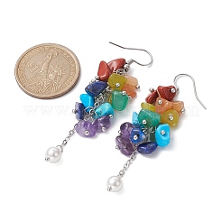 Natural Mixed Gemstone Chips Cluster Earrings&nbsp;EJEW-JE05467