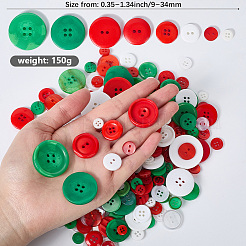 樹脂ボタン  4穴  フラットラウンド  カラフル  9~34x2~6mm  穴：1.6~2.5mm  150 G /セッティング&nbsp;BUTT-WH20002-07G