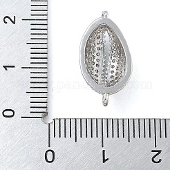 Rack Plating Brass Micro Pave Clear Cubic Zirconia Shell Shaped Connector Charms&nbsp;KK-A234-078P