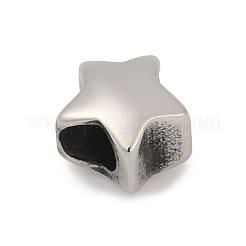 304ステンレススチールヨーロピアンビーズ  大穴ビーズ  スター  ステンレス鋼色  11x11x8mm  穴：4.5mm&nbsp;X-STAS-G350-08P