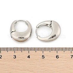 女性のための真鍮のフープピアス  オーバル  プラチナ  18x6mm&nbsp;LS-EJEW-U041-01P