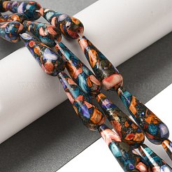 天然石ハウライトビーズ連売り  染め  ティアドロップ  カラフル  30x10mm  穴：1mm  約13個/連  15.35''（39センチメートル）&nbsp;G-Q181-D01-01