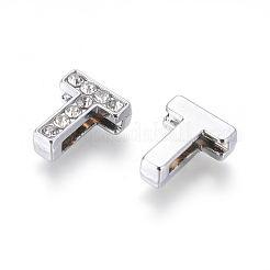 Alloy Initial Slide Charms with Grade A Rhinestones&nbsp;ALRI-R032-T-FF