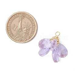 ガラスチャーム  花のチャーム  真鍮のループとシードビーズ付き  多面カット  ライラック  23~24x24~26mm  穴：2.5~3x3~3.5mm&nbsp;PALLOY-MZ00741-04