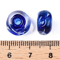 手作りランプワークビーズ連売り  ロンデル  ブルー  11.5~12.5x7mm  穴：2.5mm  約20個/連  5.51~6''（14~15センチメートル）&nbsp;LAMP-T021-15B