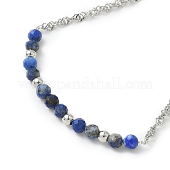 Natural Lapis Lazuli Beads Link Bracelets&nbsp;BJEW-JB11835-03