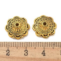 チベット風合金ビーズキャップ  カドミウムフリー＆鉛フリー  花  アンティーク黄金  16x6mm  穴：1.8mm&nbsp;TIBE-P003-81B-AG