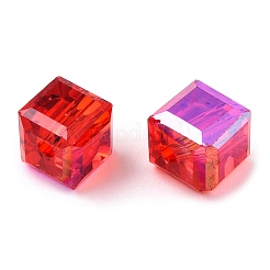 ファセット透明ガラスビーズ  キューブ  ミックスカラー  7x7x7mm  穴：1.4mm&nbsp;GLAA-E047-03C