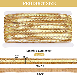 ポリエステルリボン  スパンコールのトリミング  装飾アクセサリー  ゴールド  13x1mm&nbsp;OCOR-WH0070-159C
