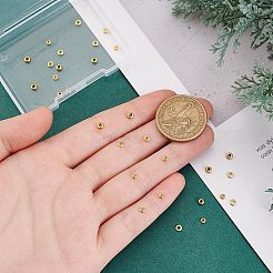 30 個 3 スタイル 925 スターリングシルバービーズ  フラットラウンド  マットゴールドカラー  2.5~3.5x1~1.5mm  穴：0.8mm  10個/スタイル&nbsp;FIND-PH0022-32