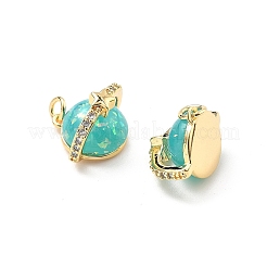Brass Micro Pave Clear Cubic Zirconia and Resin Planet Charms&nbsp;KK-B129-29G