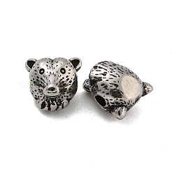 動物 304 ステンレス ビーズ  アンティークシルバー  ヒョウ  9.5x9.5x8.5mm  穴：2mm&nbsp;STAS-E214-11AS-02