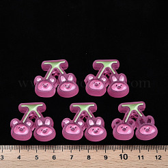 透明なアクリルビーズ  エナメル  艶消し  クマとウサギとチェリー  ショッキングピンク  22.5x26x9mm  穴：3mm&nbsp;MACR-S374-04B-02