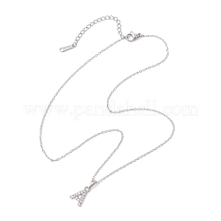 26 個合金ラインストーンペンダントネックレス  304ステンレススチールアズキチェーンネックレス女性用  a～zの文字  混合図形  15.75インチ（40cm）&nbsp;NJEW-JN05245