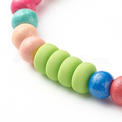 Natural Wood Round Beads Stretch Bracelets for Kid&nbsp;BJEW-JB06640
