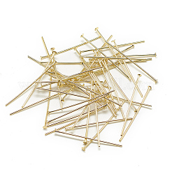 真鍮製平頭ピン  18KGP本金メッキ  30x0.8mm  ヘッド：2mm&nbsp;X-KK-T032-092G
