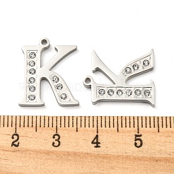 304ステンレスペンダント  ラインストーン付き  文字k  文字k  18x15x2mm  穴：1.4mm&nbsp;STAS-L022-157P-K