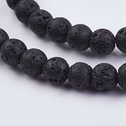 Natural Lava Rock Beads Strands&nbsp;G-F436-6mm