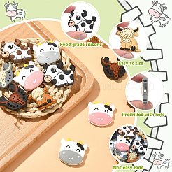 16 個 8 スタイル食品グレード環境に優しいシリコーン焦点ビーズ  牛と牛  ミックスカラー  28~30x26~38x7~9mm  穴：2~3mm  2個/スタイル&nbsp;SIL-CJ0001-11