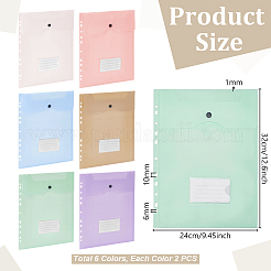 12Pcs 6 Colors Plastic 11-Ring Binder Bags&nbsp;AJEW-GA0011-09