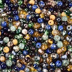 ピカソ ベーキングペイント ガラスシードビーズ  ラウンド  ミックスカラー  4~4.5mm  穴：1mm  約4500個/ポンド&nbsp;SEED-N007-35