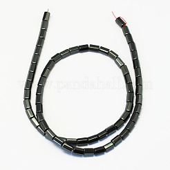 非磁性合成ヘマタイトビーズ連売り  グレードA  多面カット  コラム  ブラック  6x4mm  穴：0.5mm&nbsp;G-S078-6x4mm