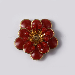 花真鍮エナメルカボションのセッティング  ゴールドカラー  ミックスカラー  トレイ：4mm  20x7mm  穴：1mm&nbsp;X-KK-K114-DM-G