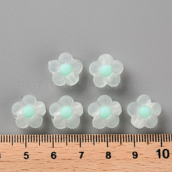 透明なアクリルビーズ  艶消し  二層ビーズ  花  アクアマリン  12x12.5x6mm  穴：2.5mm&nbsp;X-TACR-S152-06C-SS2111