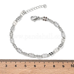 304ステンレススチール製ダップチェーンブレスレット（女性用）  イオンプレーティング（ip）  長持ちメッキ  ステンレス鋼色  6.69インチ（17cm）  リンク：9.5x4.5x1mm&nbsp;BJEW-D466-08B-P