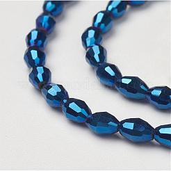 電気メッキガラスビーズセット  ABカラーメッキ  多面カットオーバル  ブルー  6x4mm  穴：1mm  約63~65個/連  16.14~16.54インチ（41~42cm）&nbsp;GC885Y-5