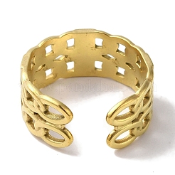 PVD Vacuum Plating 201 Stainless Steel Double Curb Chain Open Cuff Rings for Women&nbsp;RJEW-C092-02G