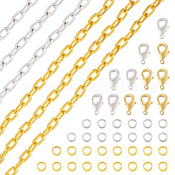DIY 鉄アズキチェーンネックレス/ブレスレット作成キット  ミックスカラー  7x4x1mm  2色  10m /カラー  20 M&nbsp;DIY-TA0011-77