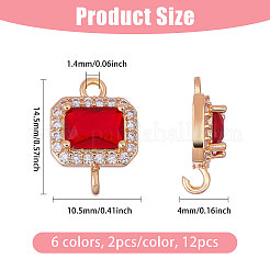 12Pcs 6 Colors Glass Connector Charms&nbsp;FIND-CA0010-64