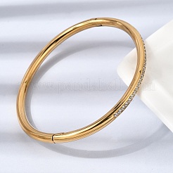 304 Stainless Steel Micro Pave Cubic Zirconia Hinged Bangles for Women&nbsp;BJEW-D408-30G