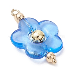 6個透明アクリルパーツ  花  真鍮  ゴールドカラー  30x20x6mm  穴：2mm&nbsp;PALLOY-JF04321